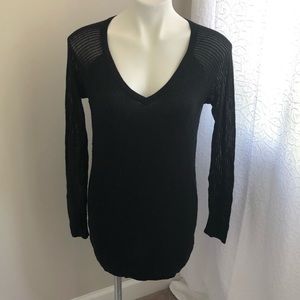 Betabrand Black Cashmere Blend V Neck Sweater